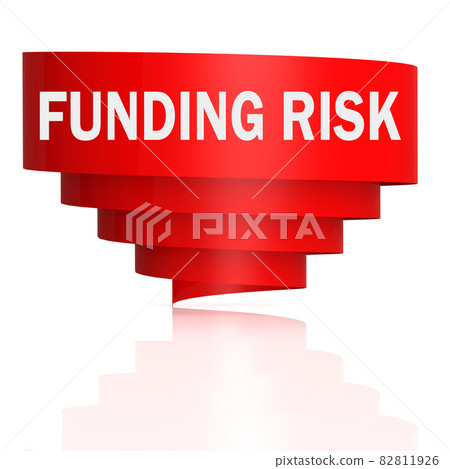 Funding risk word with red curve banner 82811926