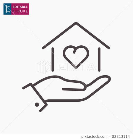 Charity line icon on white background. Editable stroke. 82813114