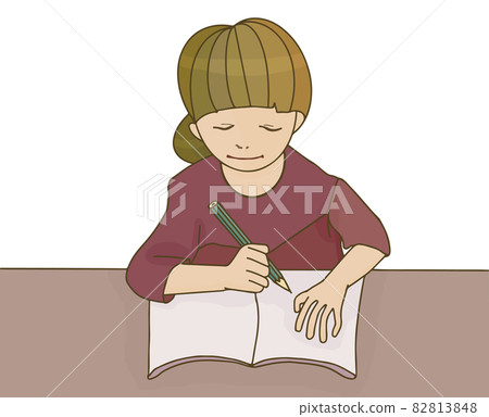 Image of a girl studying at a desk Image of a girl studying at a desk 82813848