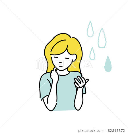 一個女人的皮膚感覺發粘和不舒服的插圖 82813872