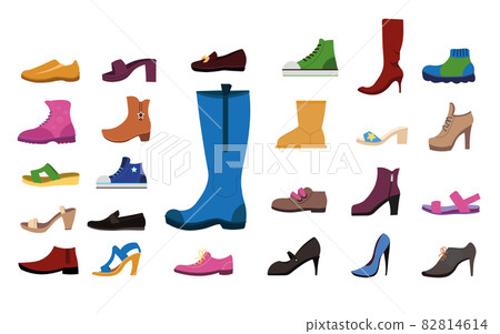 Footwear for women flat vector illustrations set Footwear for women flat vector illustrations set 82814614