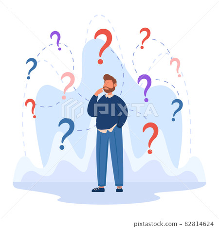 Confused business character making important decision Confused business character making important decision 82814624