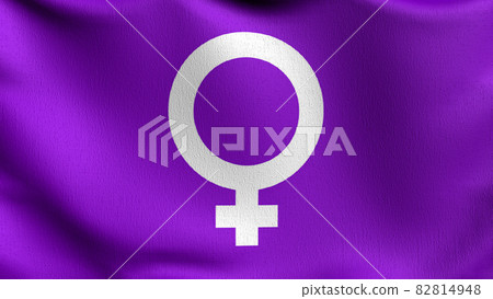 Feminist flag blowing in the wind. 3D rendering illustration of waving sign Feminist flag blowing in the wind. 3D rendering illustration of waving sign 82814948