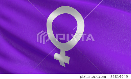 Feminist flag blowing in the wind. 3D rendering illustration of waving sign Feminist flag blowing in the wind. 3D rendering illustration of waving sign 82814949