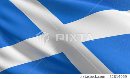 Scotland flag blowing in the wind. 3D rendering illustration of waving sign Scotland flag blowing in the wind. 3D rendering illustration of waving sign 82814969