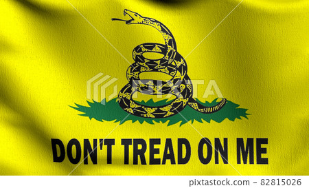 Dont tread on me flag blowing in the wind. 3D rendering illustration of waving sign Dont tread on me flag blowing in the wind. 3D rendering illustration of waving sign 82815026