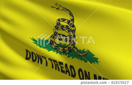Dont tread on me flag blowing in the wind. 3D rendering illustration of waving sign Dont tread on me flag blowing in the wind. 3D rendering illustration of waving sign 82815027
