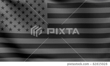 All Black African American flag blowing in the wind. 3D rendering illustration of waving sign 82815028