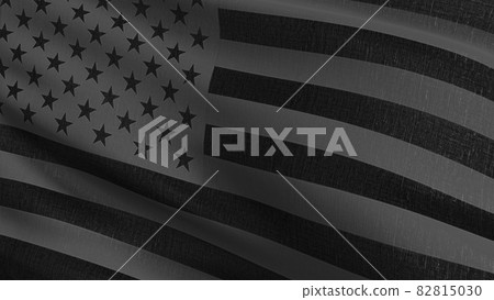 All Black African American flag blowing in the wind. 3D rendering illustration of waving sign 82815030