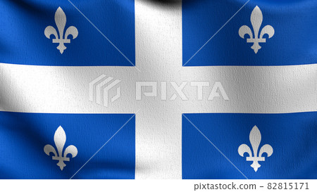 Quebec flag blowing in the wind. 3D rendering illustration of waving sign Quebec flag blowing in the wind. 3D rendering illustration of waving sign 82815171