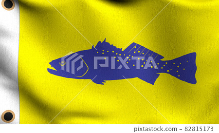 Inshore Slam Fish flag blowing in the wind. 3D rendering illustration of waving sign Inshore Slam Fish flag blowing in the wind. 3D rendering illustration of waving sign 82815173