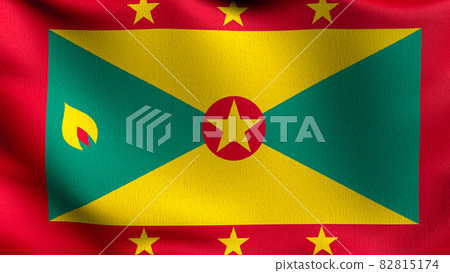 Grenada flag blowing in the wind. 3D rendering illustration of waving sign Grenada flag blowing in the wind. 3D rendering illustration of waving sign 82815174