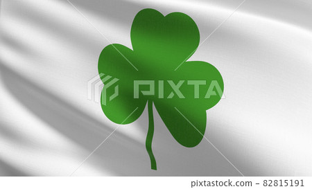 Irish Shamrock flag blowing in the wind. 3D rendering illustration of waving sign Irish Shamrock flag blowing in the wind. 3D rendering illustration of waving sign 82815191