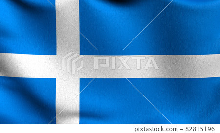 Shetland flag blowing in the wind. 3D rendering illustration of waving sign 82815196