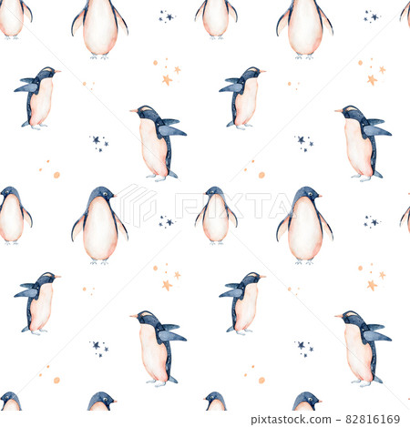 Penguins seamless pattern....-插圖素材 [82816169] - PIXTA圖庫