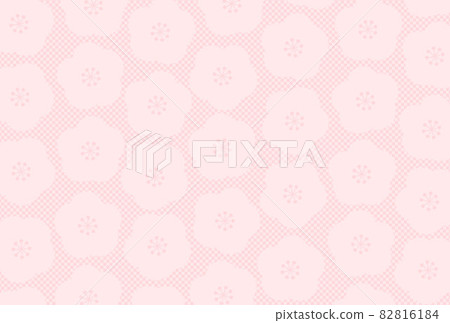 Illustration material: New Year's card 2022 template background light pink plum pattern x checkered pattern wallpaper 82816184