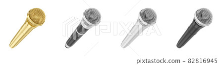 3d rendering set of microphones Isolated on White Background. 3d rendering set of microphones Isolated on White Background. 82816945