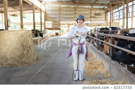 Young dairy farmer working on a ranch Young dairy farmer working on a ranch 82817350