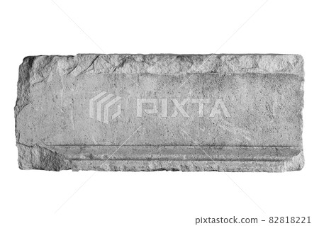 large rectangular antique stone fragment isolated on white background large rectangular antique stone fragment isolated on white background 82818221