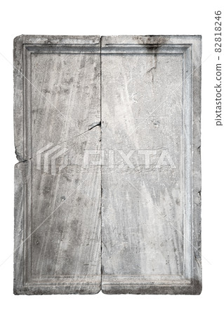 large rectangular antique stone fragment isolated on white background large rectangular antique stone fragment isolated on white background 82818246