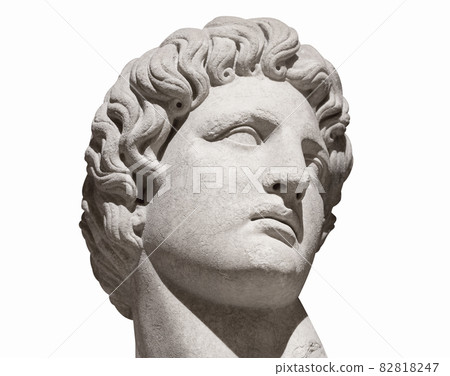 closeup of man antique statue on white background closeup of man antique statue on white background 82818247