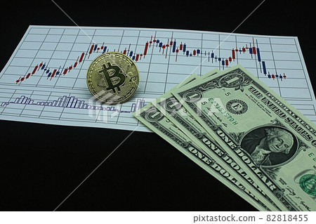 [Thumbnails of articles on foreign exchange, FX, stocks, dollar yen, bitcoin, etc.] Three dollar bills and charts 82818455