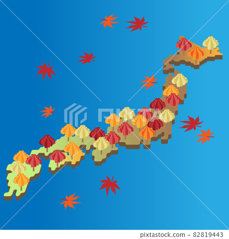紙藝風格秋葉染秋日本列島 82819443