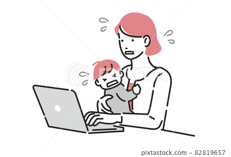 Person Work scene of mom who seems to be difficult 82819657