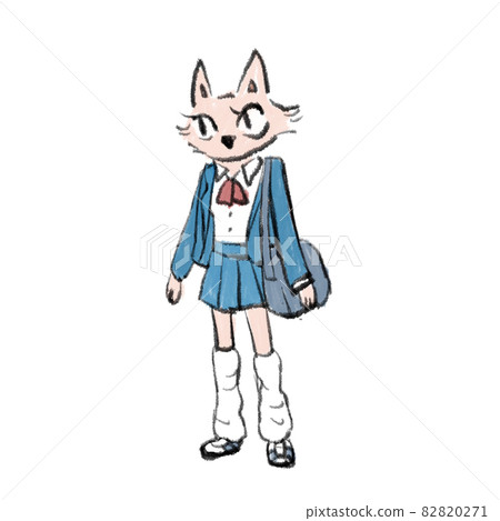 高中女生貓吐寬鬆襪子的插圖 高中女生貓吐寬鬆襪子的插圖 82820271