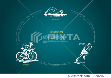 Triathlon - swimming, cycling, run vector concept set Triathlon - swimming, cycling, run vector concept set 82820280