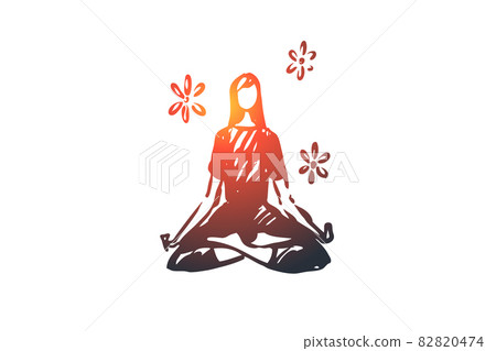 Yoga, meditation, health, relax, lotus concept. Hand drawn isolated vector. Yoga, meditation, health, relax, lotus concept. Hand drawn isolated vector. 82820474