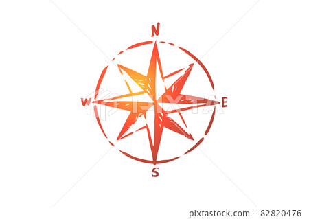Windrose, navigation, compass, direction concept. Hand drawn isolated vector. Windrose, navigation, compass, direction concept. Hand drawn isolated vector. 82820476
