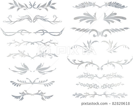 Silver leaf / plant line set vector material - Stock Illustration ...