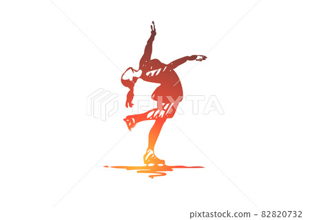Figure, skating, woman, sport, ice concept. Hand drawn isolated vector. 82820732