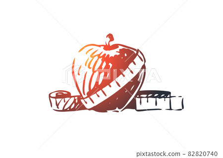 Eco, food, apple, nature, organic concept. Hand drawn isolated vector. 82820740