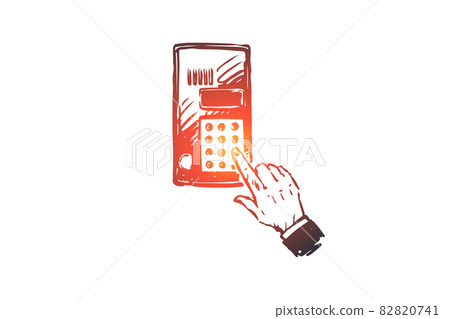 Doorphone, electronic, security, bell, house concept. Hand drawn isolated vector. 82820741