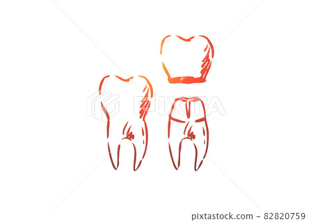 Crown, dental, root, tooth, health concept. Hand drawn isolated vector. Crown, dental, root, tooth, health concept. Hand drawn isolated vector. 82820759