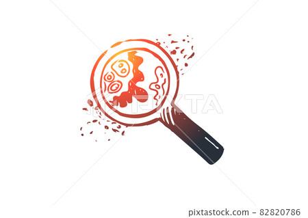 Biology, science, cell, bacteria, magnifying glass concept. Hand drawn isolated vector. 82820786