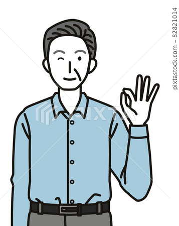Senior man in ok pose Senior man in ok pose 82821014