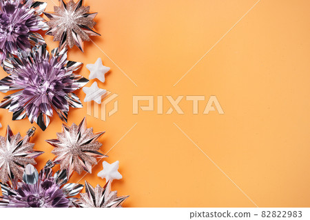 Top view of shiny Christmas decorations 82822983