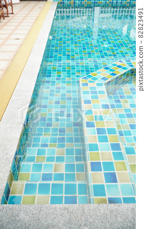 Stair way to step down into swimming pool Stair way to step down into swimming pool 82823491