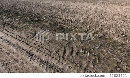 Traces of transport on the soil. Background. 82823521