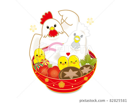 Illustration material of ozoni, chicken and chick Illustration material of ozoni, chicken and chick 82825581