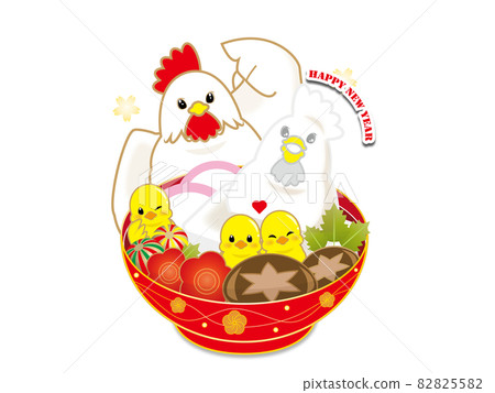 Illustration material of ozoni, chicken and chick Illustration material of ozoni, chicken and chick 82825582