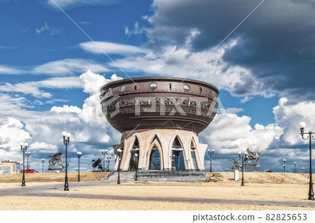 Kazan Family Center against a dramatic sky in Kazan, Russia  82825653