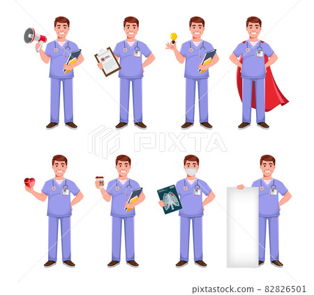 Handsome doctor in professional uniform 82826501
