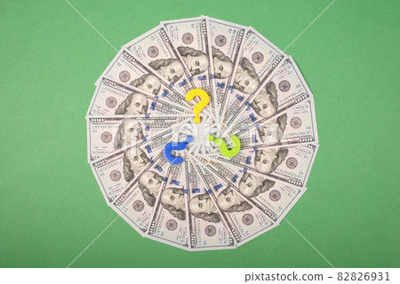 Question mark on mandala kaleidoscope from money. Question mark on mandala kaleidoscope from money. 82826931