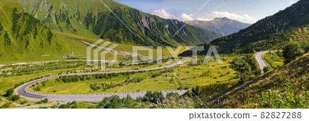 Panorama from a winding road on the border of North Ossetia with South Ossetia 82827288