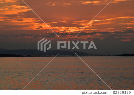 Sunrise red sea red sky and clouds 82829359