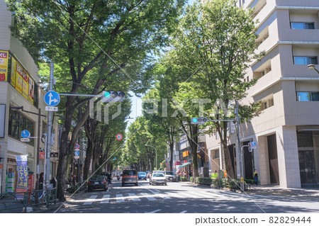 東京都杉並區綠意盎然的朝佐谷站南口前街景 82829444